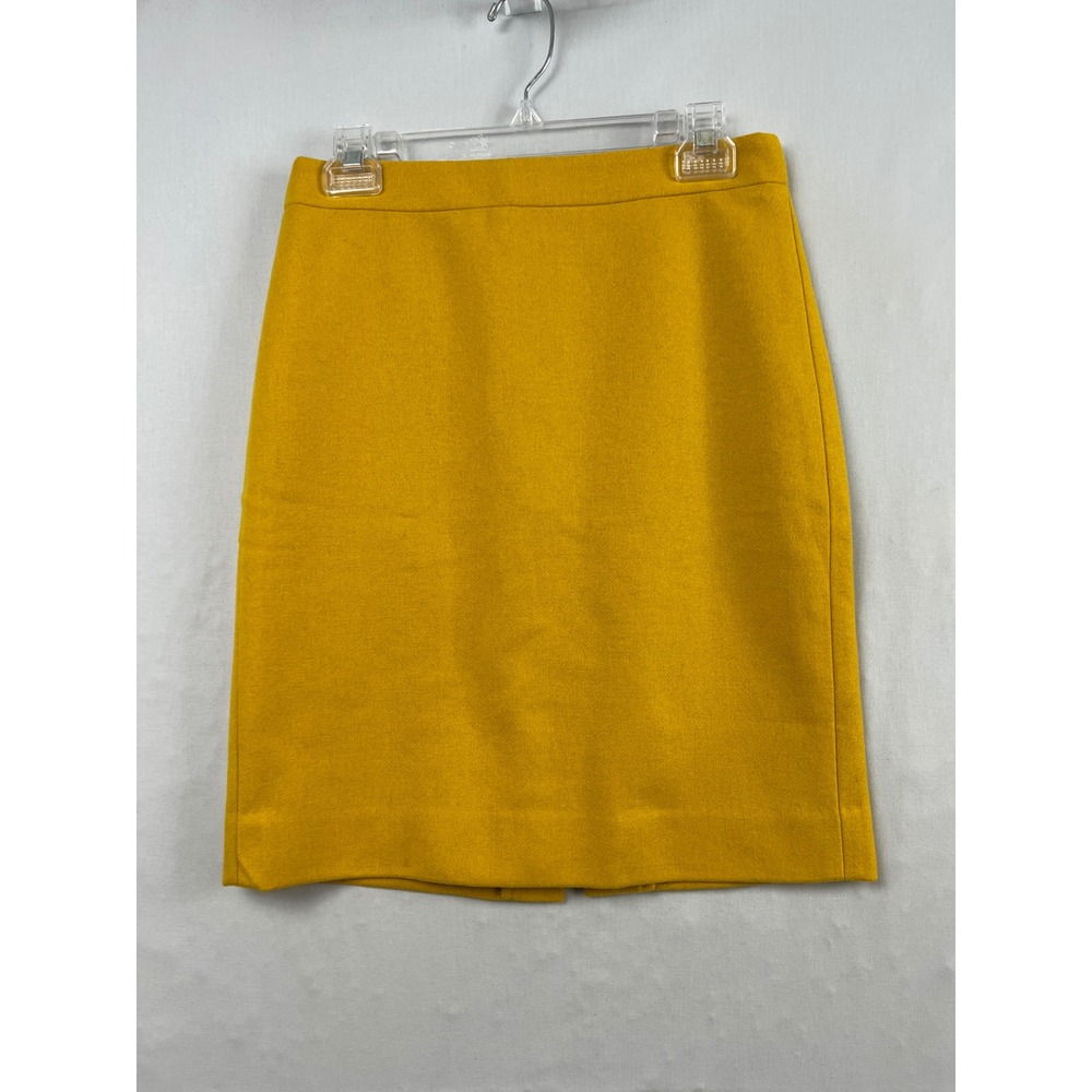 J.Crew The Pencil Skirt Women 2 Mustard Yellow Wool Blend Professional 46575